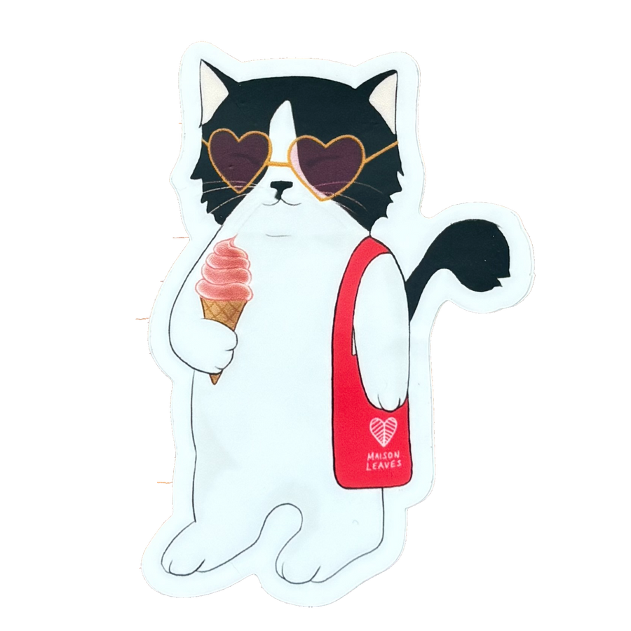 Cat Eating Ice Cream Sticker 3