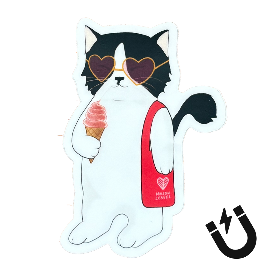 Cat Eating Ice Cream Magnet 3