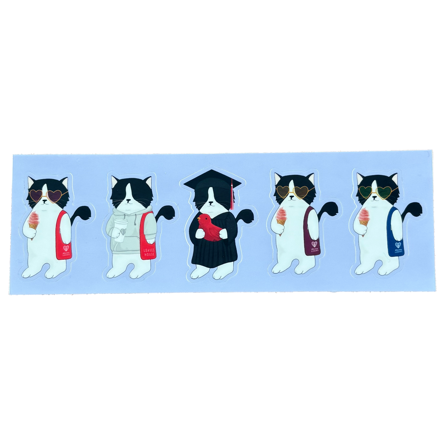 Cat Students of Mtl Sticker Sheet 17cm x 6.6cm